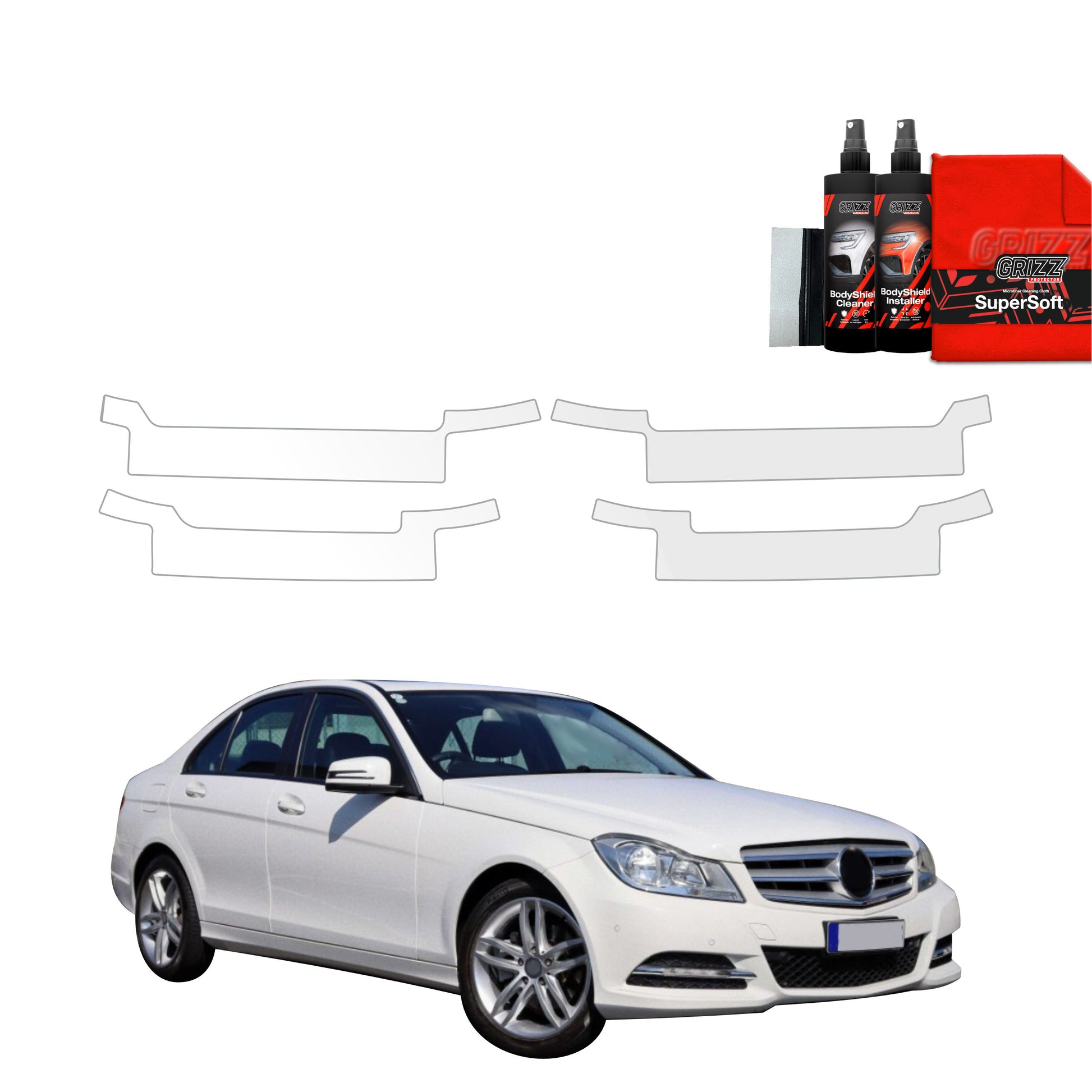 4in1 Protective film for sills Mercedes Benz C Class W204 Sedan Facelifting (2011-2014)