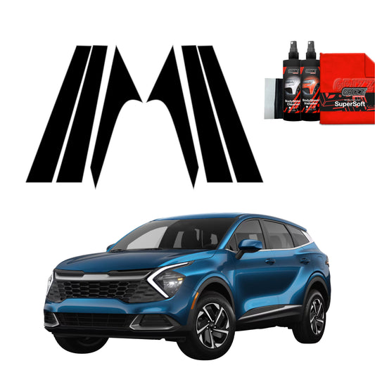 6in1 Juoda plėvelė statramsčiams Kia Sportage 5 (2021-2025)