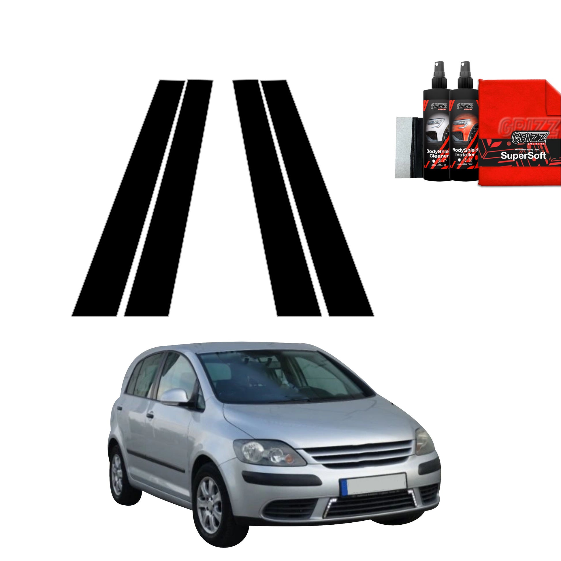 4in1 Juoda plėvelė statramsčiams Volkswagen Golf Plus Hatchback 5D (2004-2008)