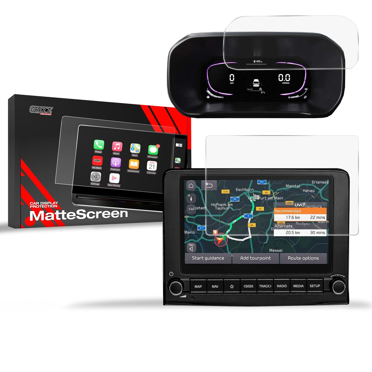 Anti-fingerprint screen film Kia Stonic 8" (2024-2025) Matte Grizz 2in1