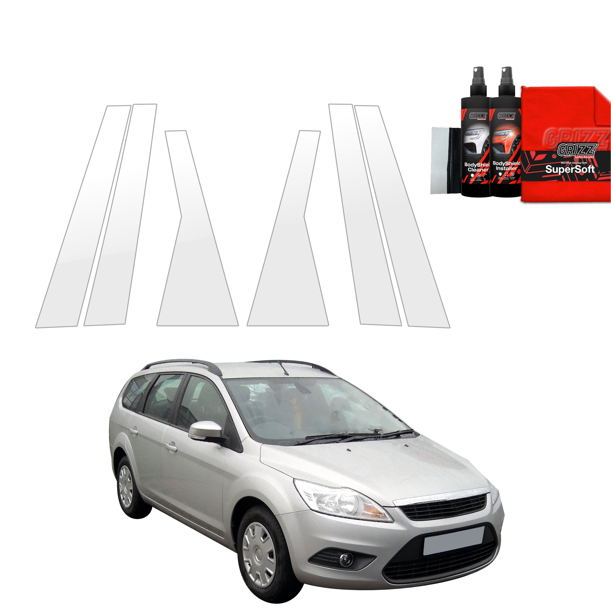 6in1 Apsauginė plėvelė statramsčiams Ford Focus Mk2 Kombi Facelifting (2007-2011)