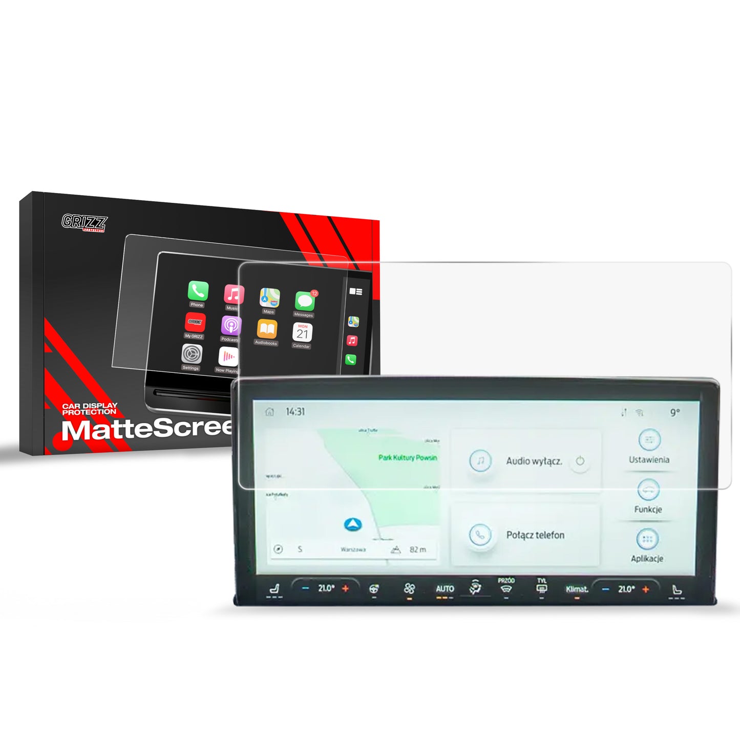 Anti-fingerprint screen film Ford Focus 4 Active X (2018-2025) Matte Grizz