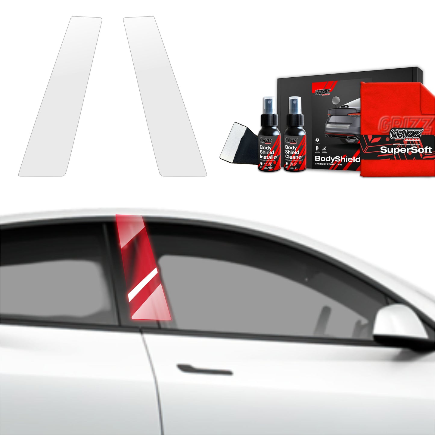 2in1 Protective film for pillars for Tesla Model Y (2020-2024)