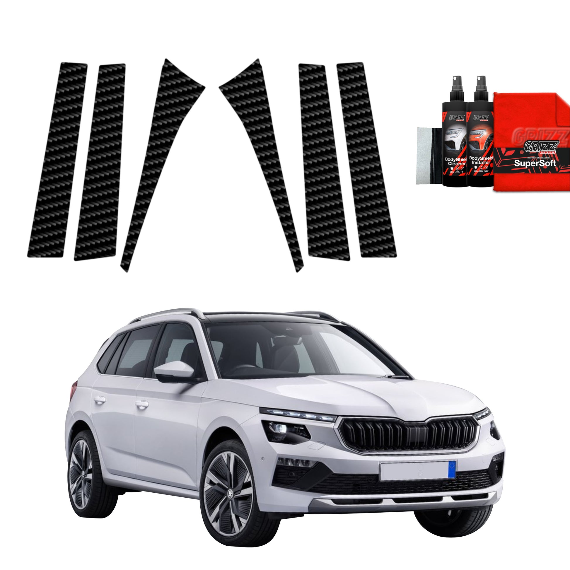 6in1 Anglies pluošto plėvelė statramsčiams Skoda Kamiq (2019-2025)