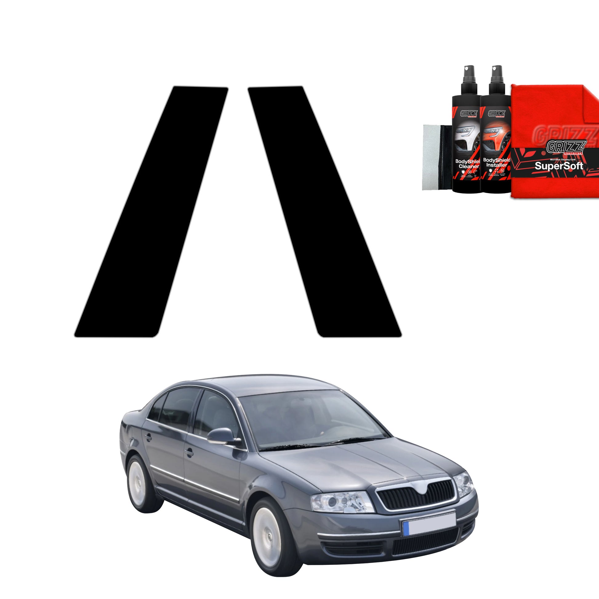 2in1 Juoda plėvelė statramsčiams Skoda Superb (2001-2008)