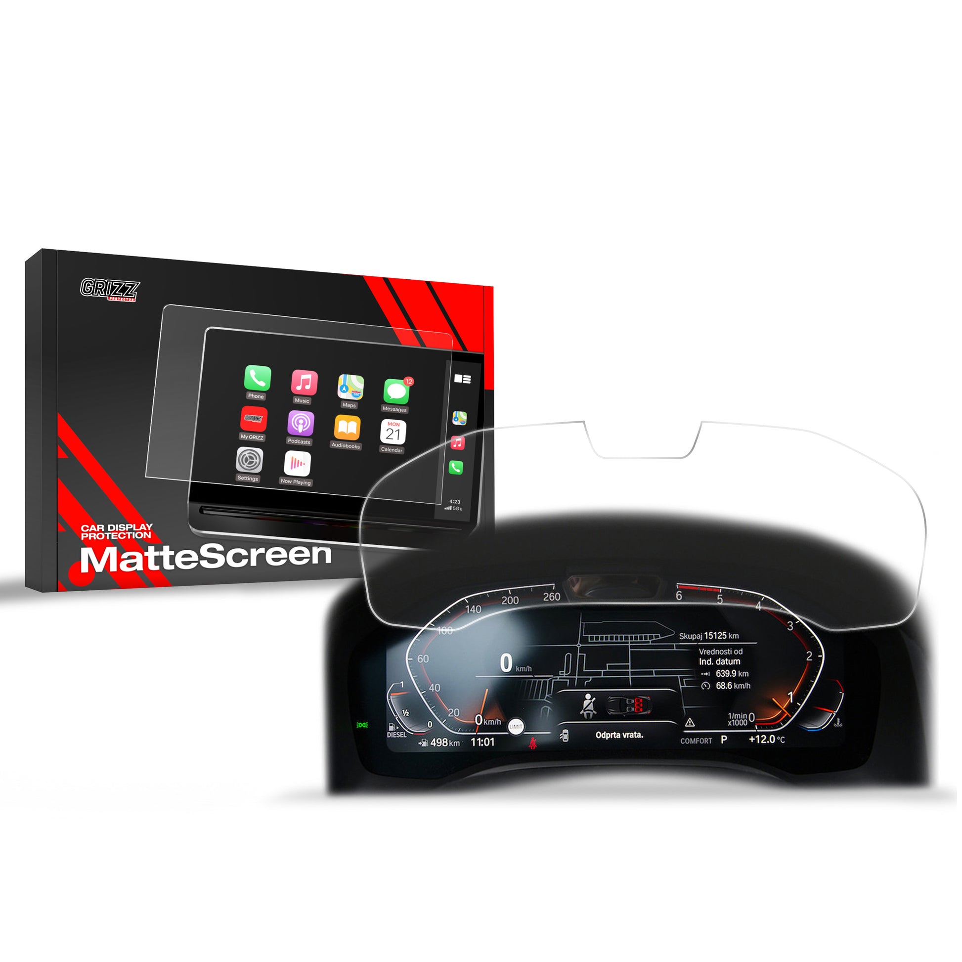 Ekrano plėvelė nuo pirštų atspaudų BMW M3 G80 Live Cockpit Sensor 12,3" (2019-2023) Matine Grizz