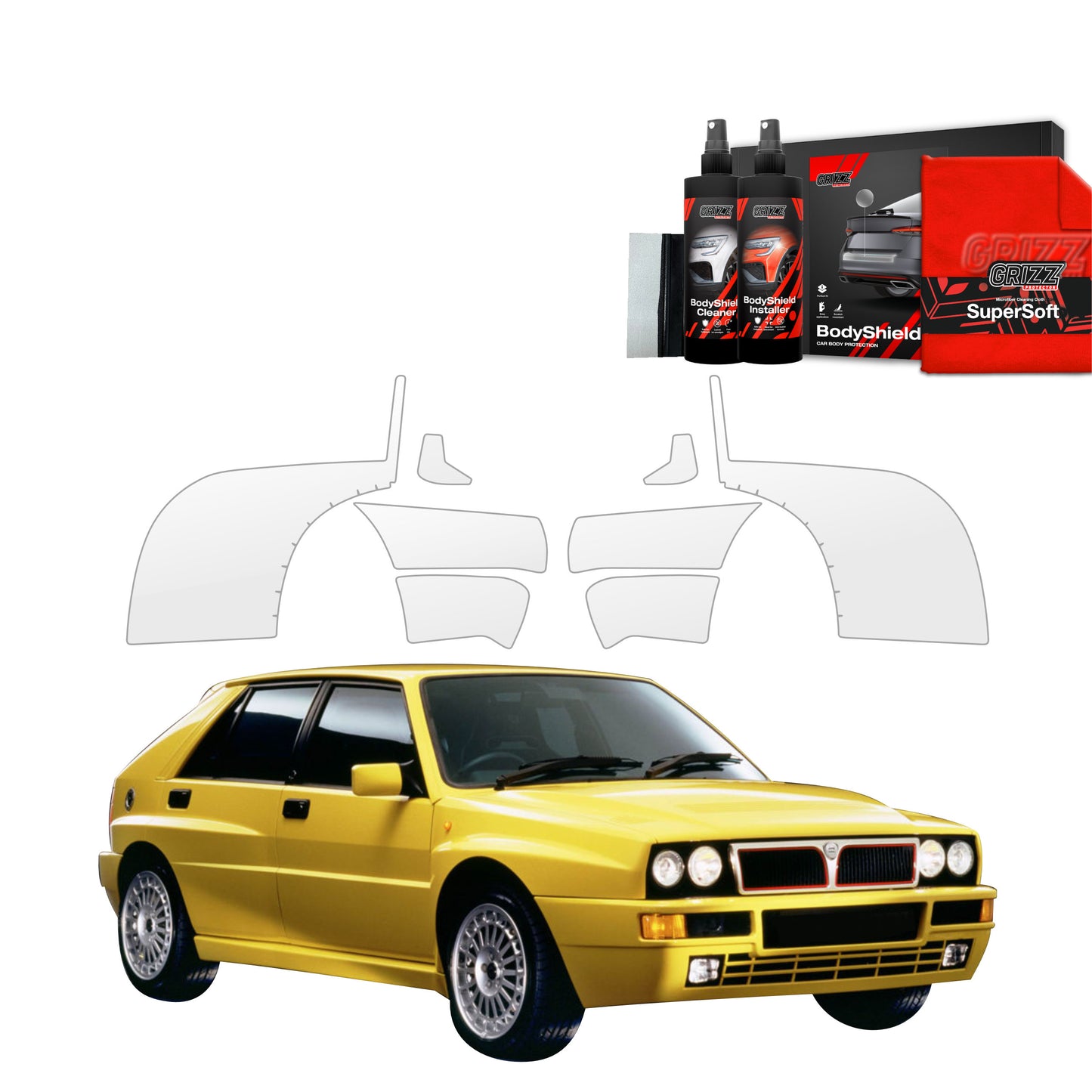 8in1 Rear wheel arch protection film for Lancia Delta Integrale (1992-1994)