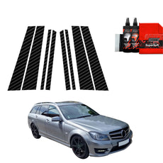 8in1 Carbon Fiber Film for Pillars Mercedes Benz C Class S204 Estate Facelifting (2011-2014)