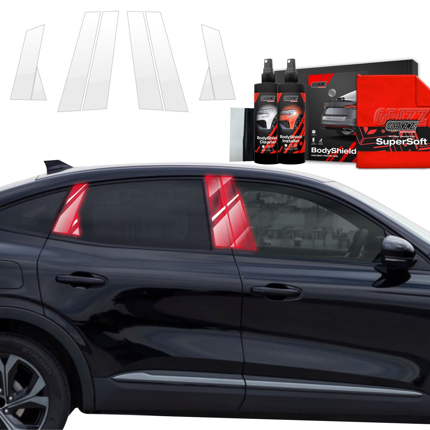 8in1 Protective film for pillars for Renault Arkana (2022-2025)