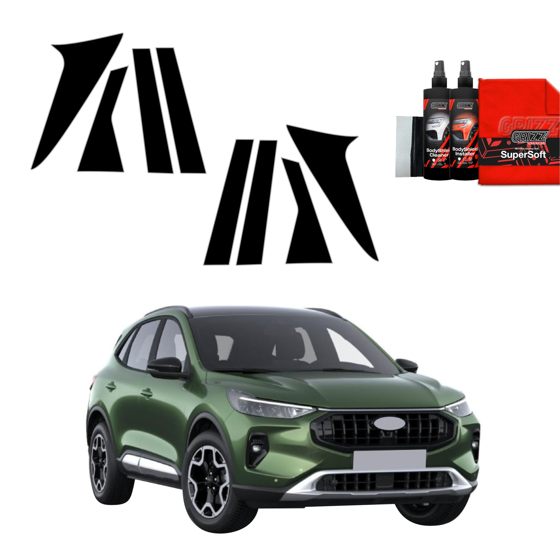 8in1 Juoda plėvelė statramsčiams Ford Kuga Titanium Facelift (2024-2025)