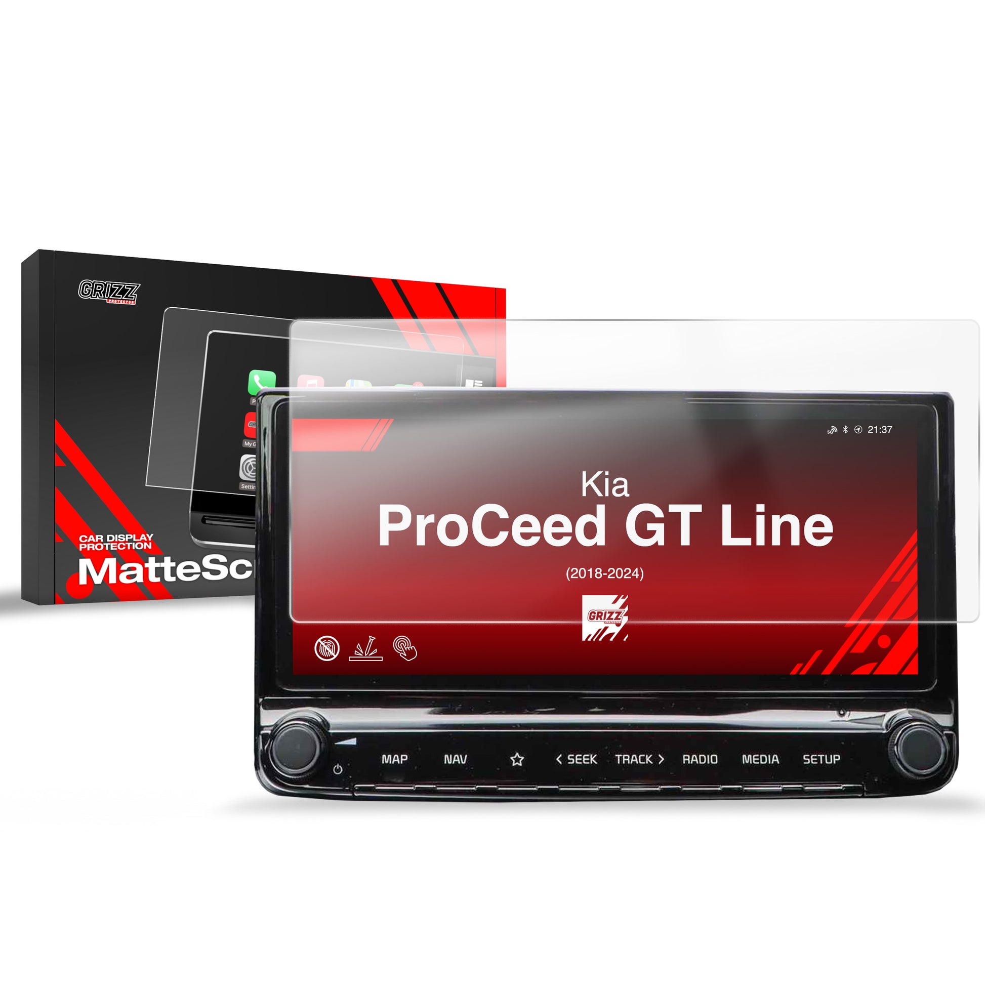 Anti-fingerprint screen protector for Kia Proceed GT Line (2018-2024) Matte Grizz