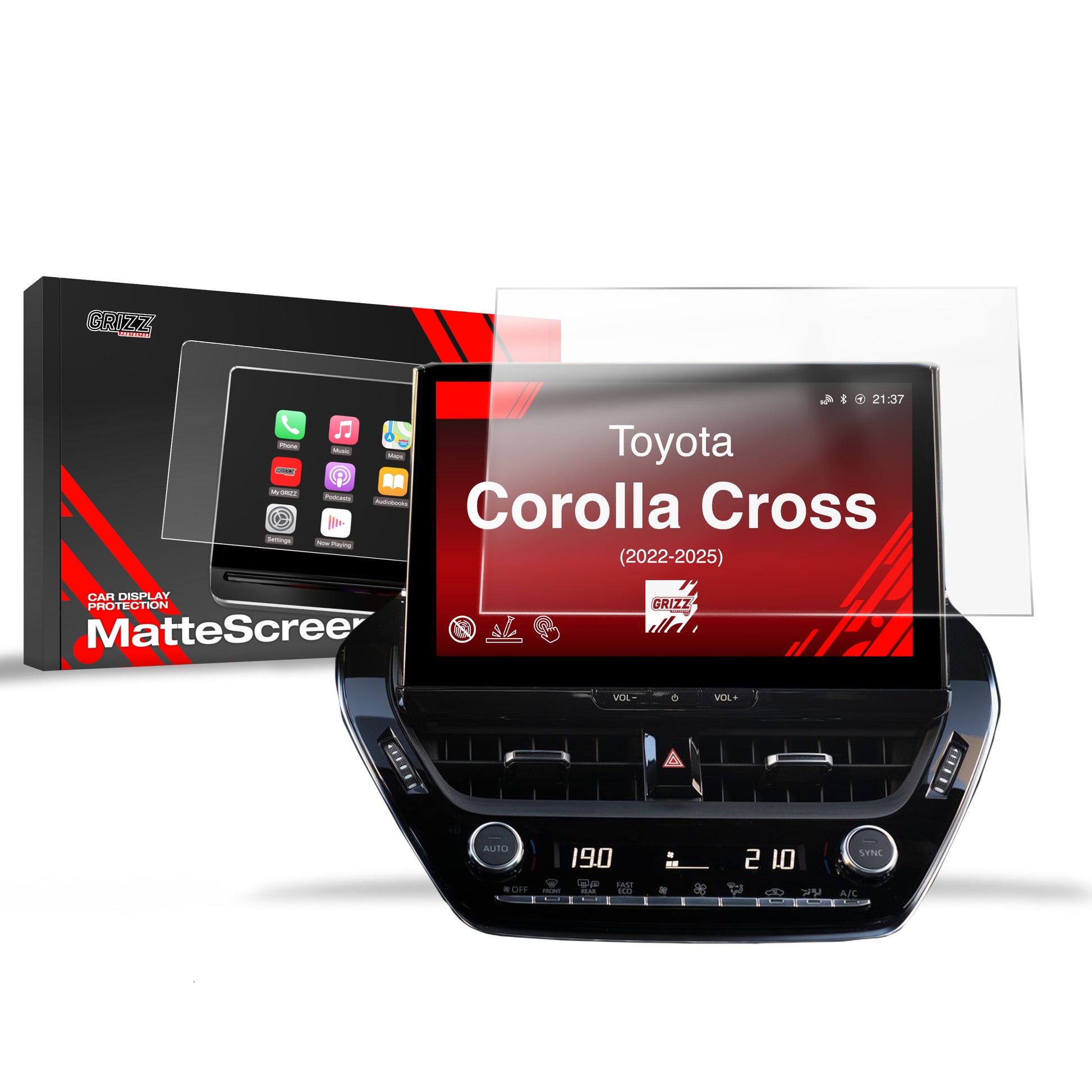 Ekrano plėvelė nuo pirštų atspaudų Toyota Corolla Cross 10,5" (2022-2025) Matine Grizz