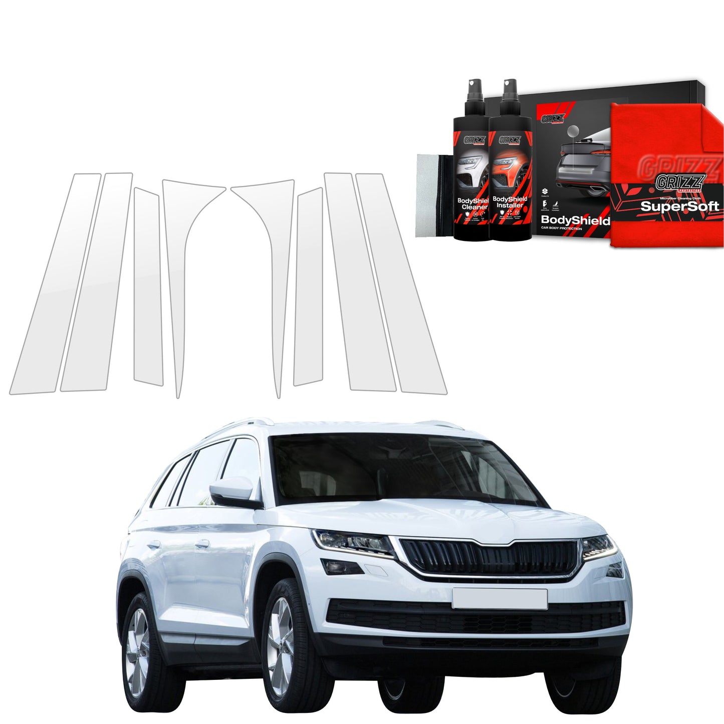 8in1 Protective film for pillars for Skoda Kodiaq (2016-2023)