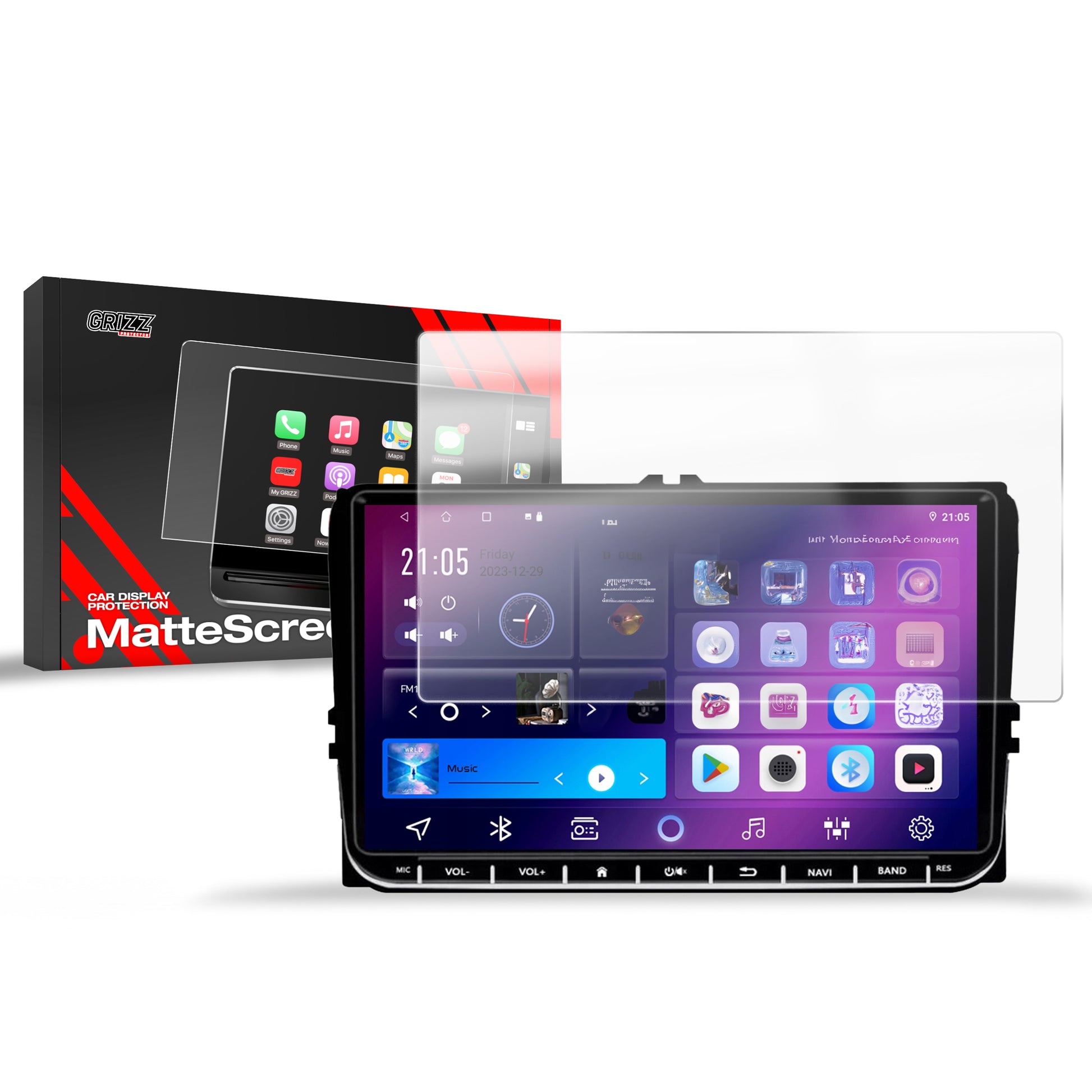 Ekrano plėvelė nuo pirštų atspaudų Android Radio 2DIN 9" Volkswagen VW Skoda Seat Matine Grizz