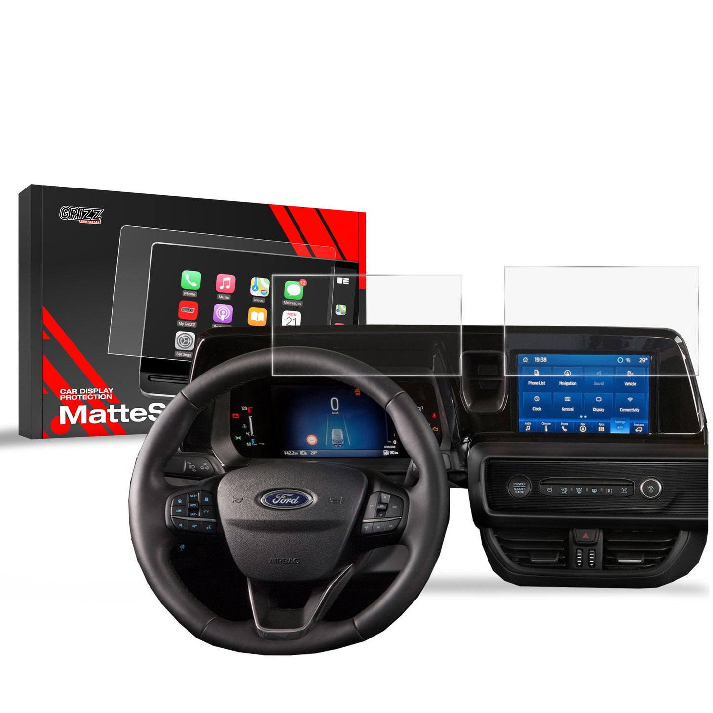Anti-fingerprint screen film Ford Courier 8" (2023-2025) Matte Grizz 2in1