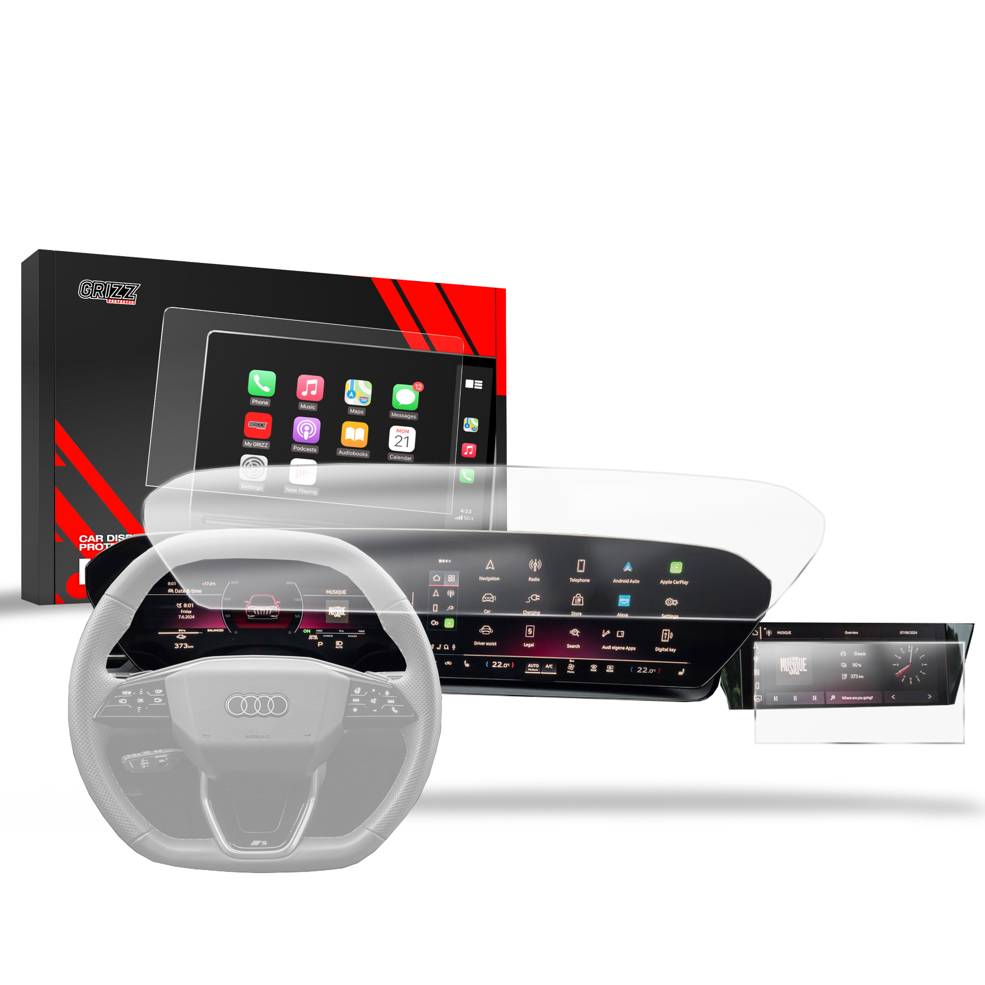 2in1 Anti-fingerprint screen film Audi A6 e-tron 14,5" (2025) Matte Grizz