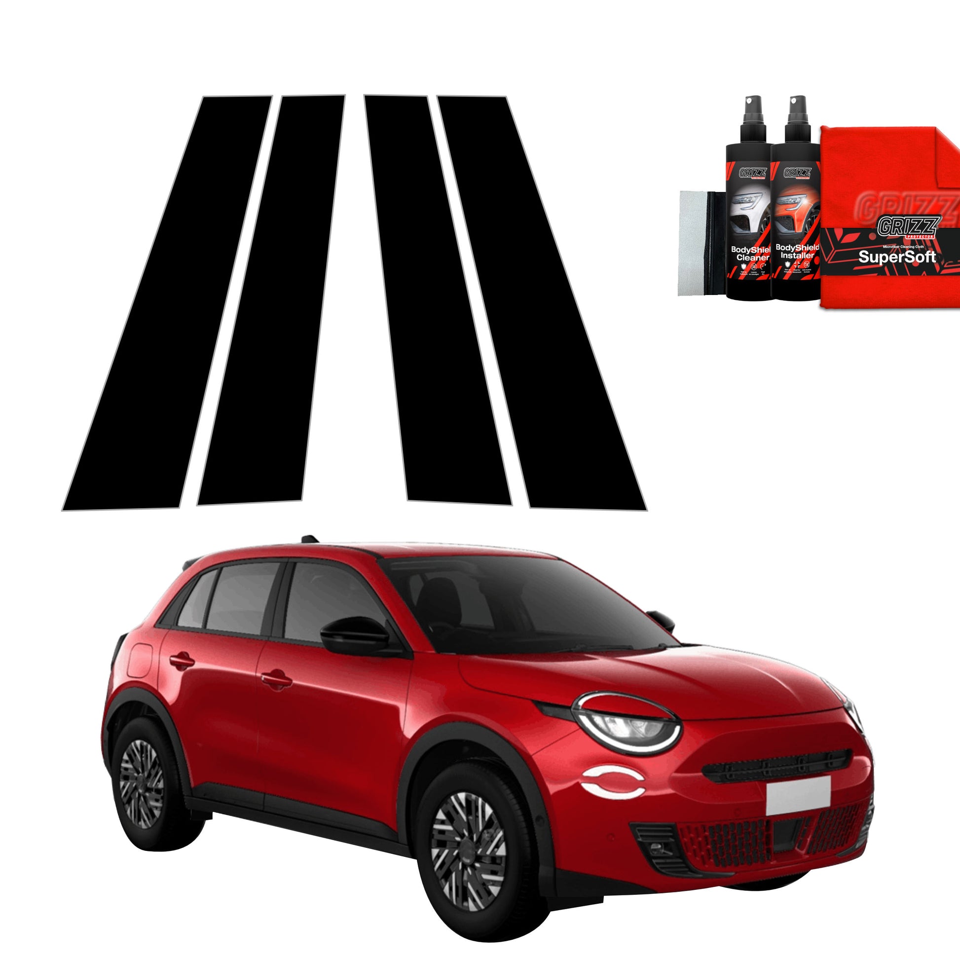 4in1 Juoda plėvelė statramsčiams Fiat 600 (2023-2025)