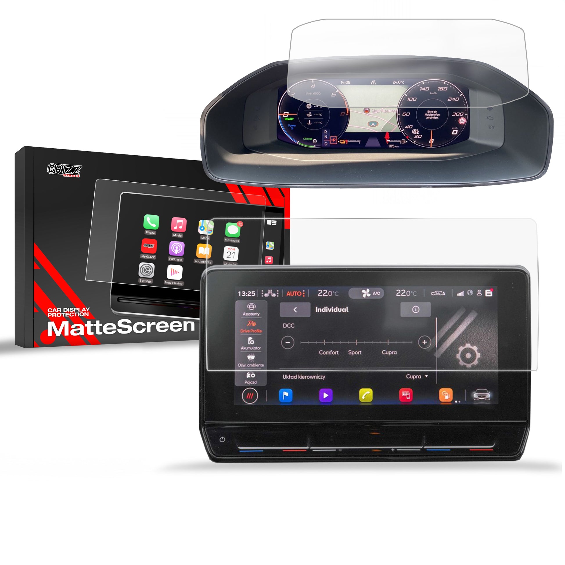 Anti-fingerprint screen protector Cupra Formentor 10" (2020-2024) Matte Grizz 2in1