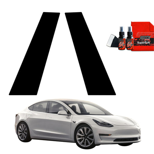 2in1 Juoda plėvelė statramsčiams Tesla Model 3 (2017-2020)