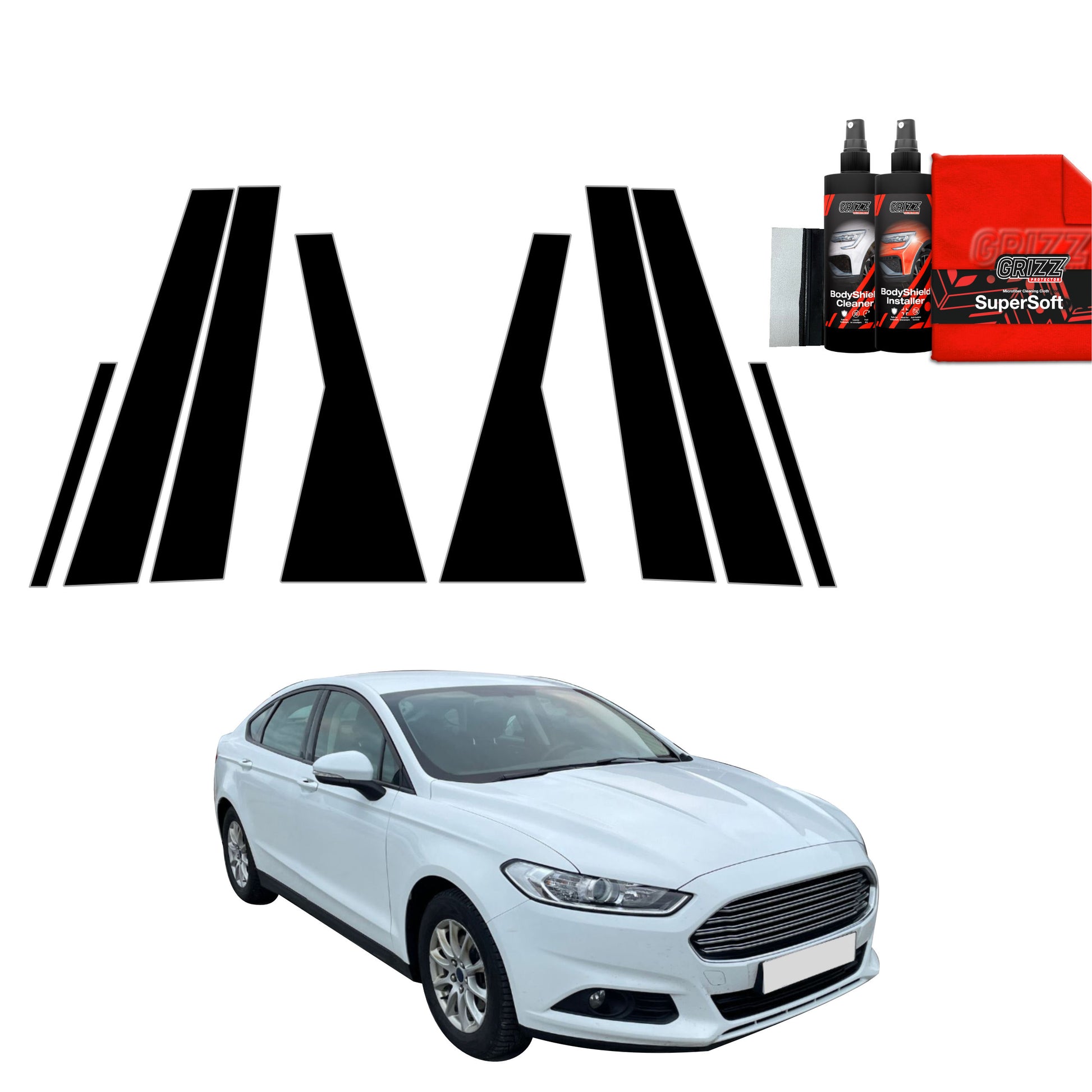 8in1 Juoda plėvelė statramsčiams Ford Mondeo Mk5 Sedan (2014-2019)