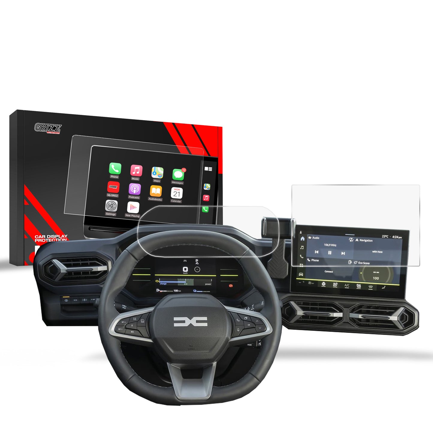 Anti-fingerprint screen film Dacia Duster 10" (2024-2025) Matte Grizz 2in1