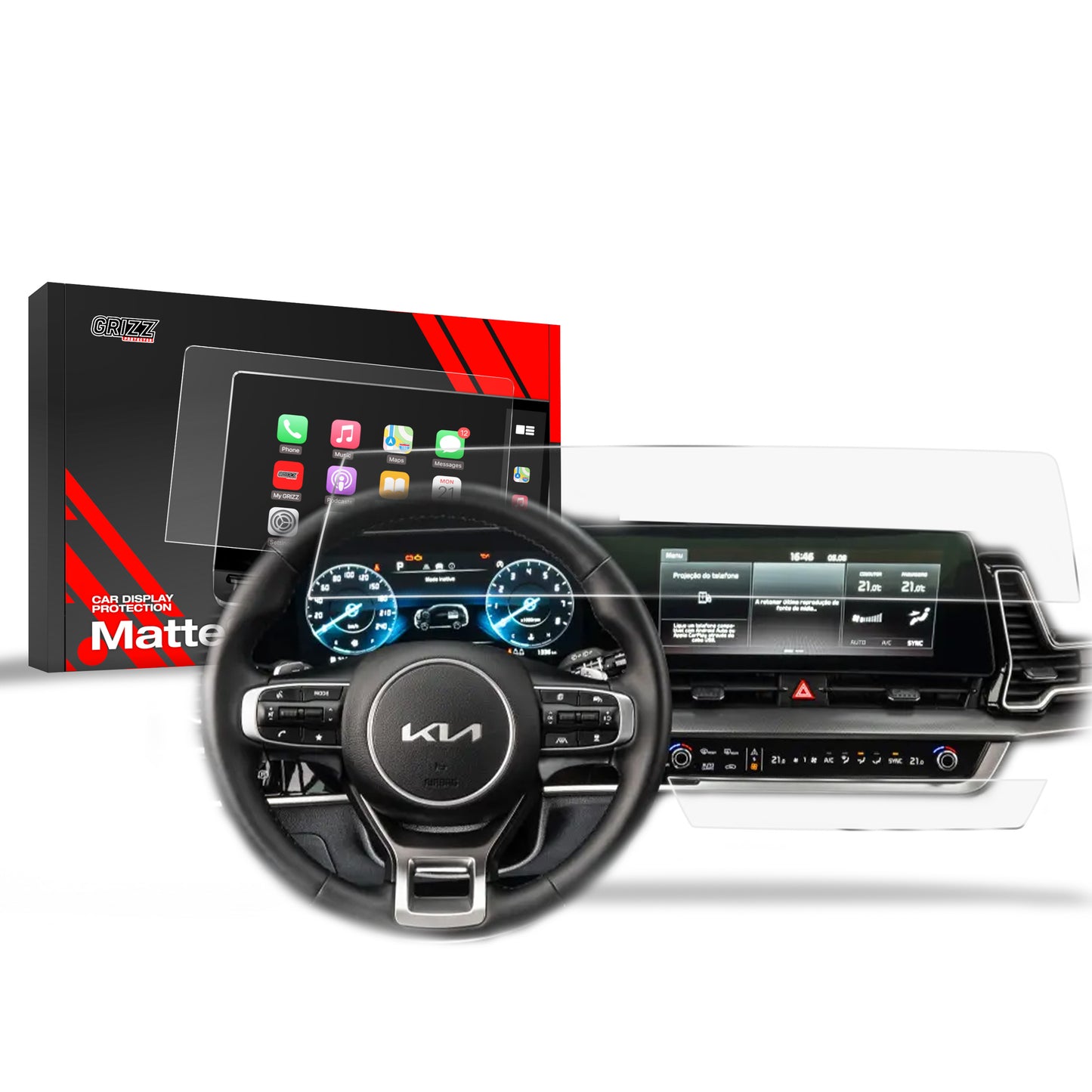 Anti-fingerprint screen film Kia Sportage 5 GT Line 12,3" (2021-2024) Matte Grizz 2in1