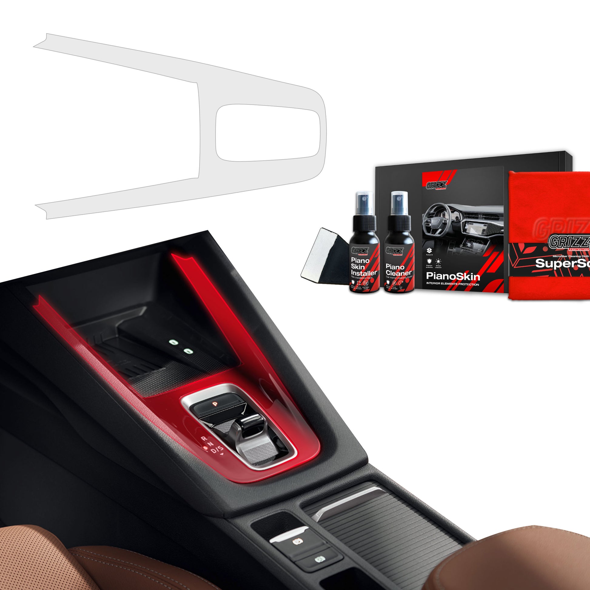 Grizz protective interior film Skoda Octavia 4 DSG (2020-2025) Anti-fingerprint PianoSkin