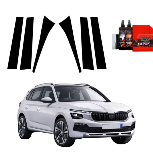 6in1 Juoda plėvelė statramsčiams Skoda Kamiq (2019-2025)