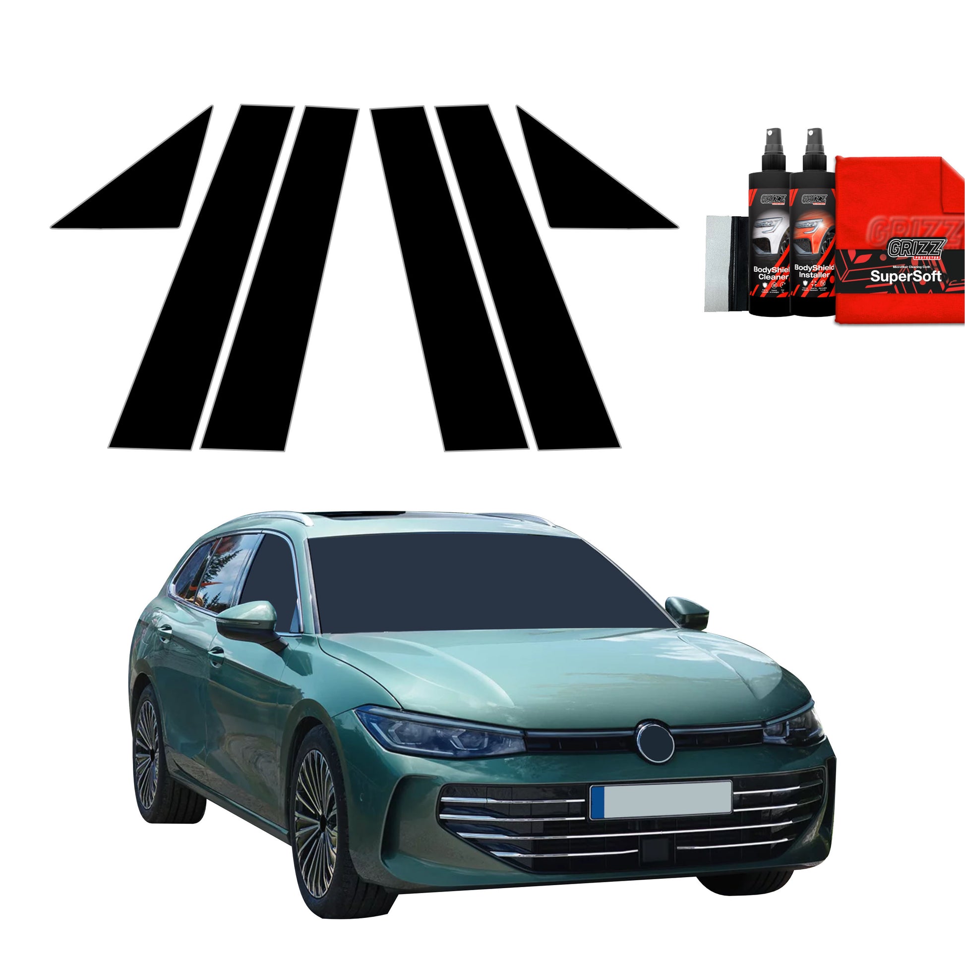 6in1 Juoda plėvelė statramsčiams Volkswagen VW Passat B9 (2024-2025)