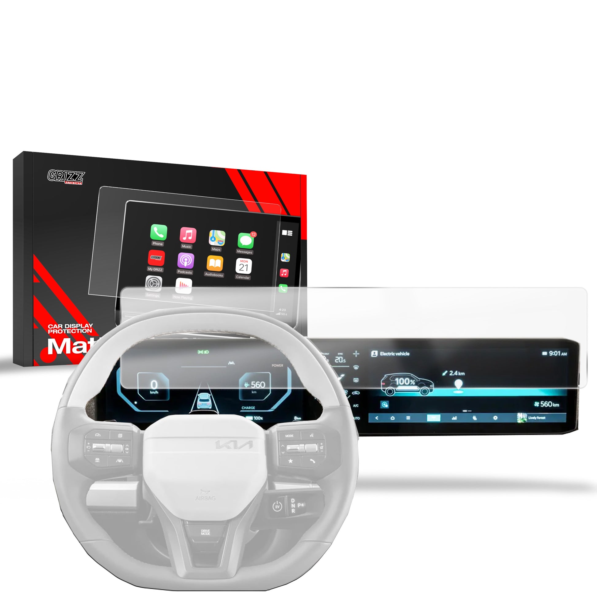 Anti-fingerprint screen protector for Kia EV6 GT Line (2025) Matte Grizz