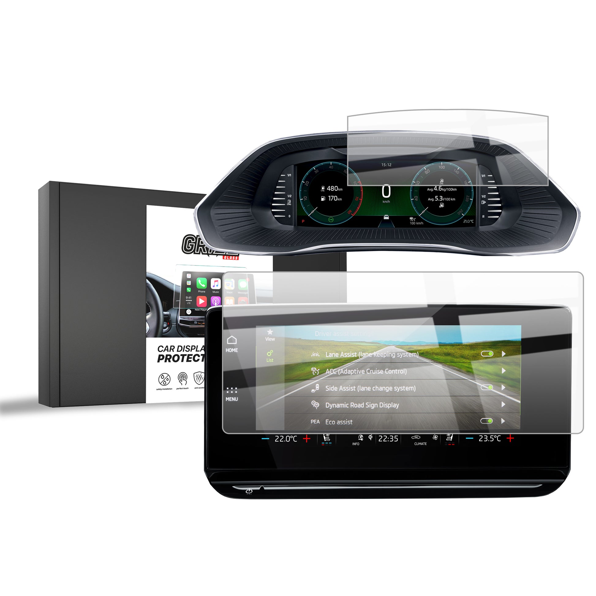 Ceramic screen protector Skoda Octavia 4 10" Columbus/Bolero (2019-2024) Grizz 2in1
