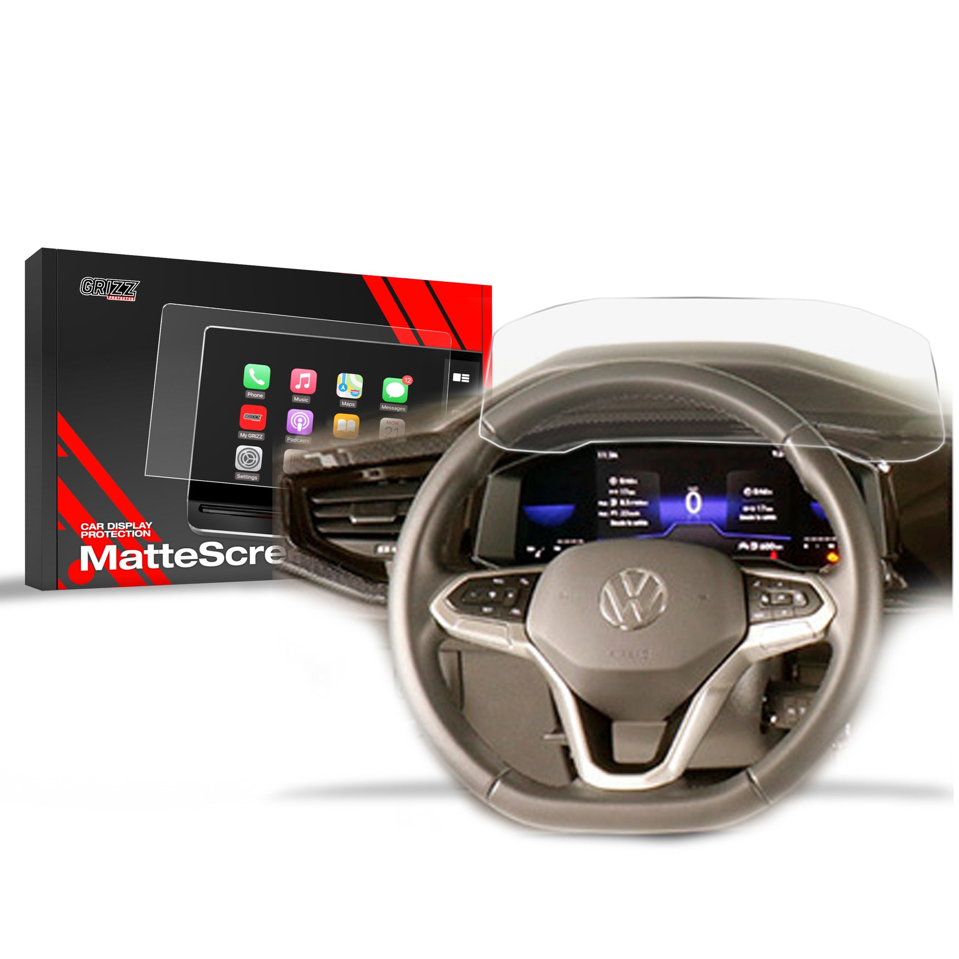 Ekrano plėvelė nuo pirštų atspaudų Volkswagen VW Taigo Digital Cockpit 8" (2023-2025) Matine Grizz