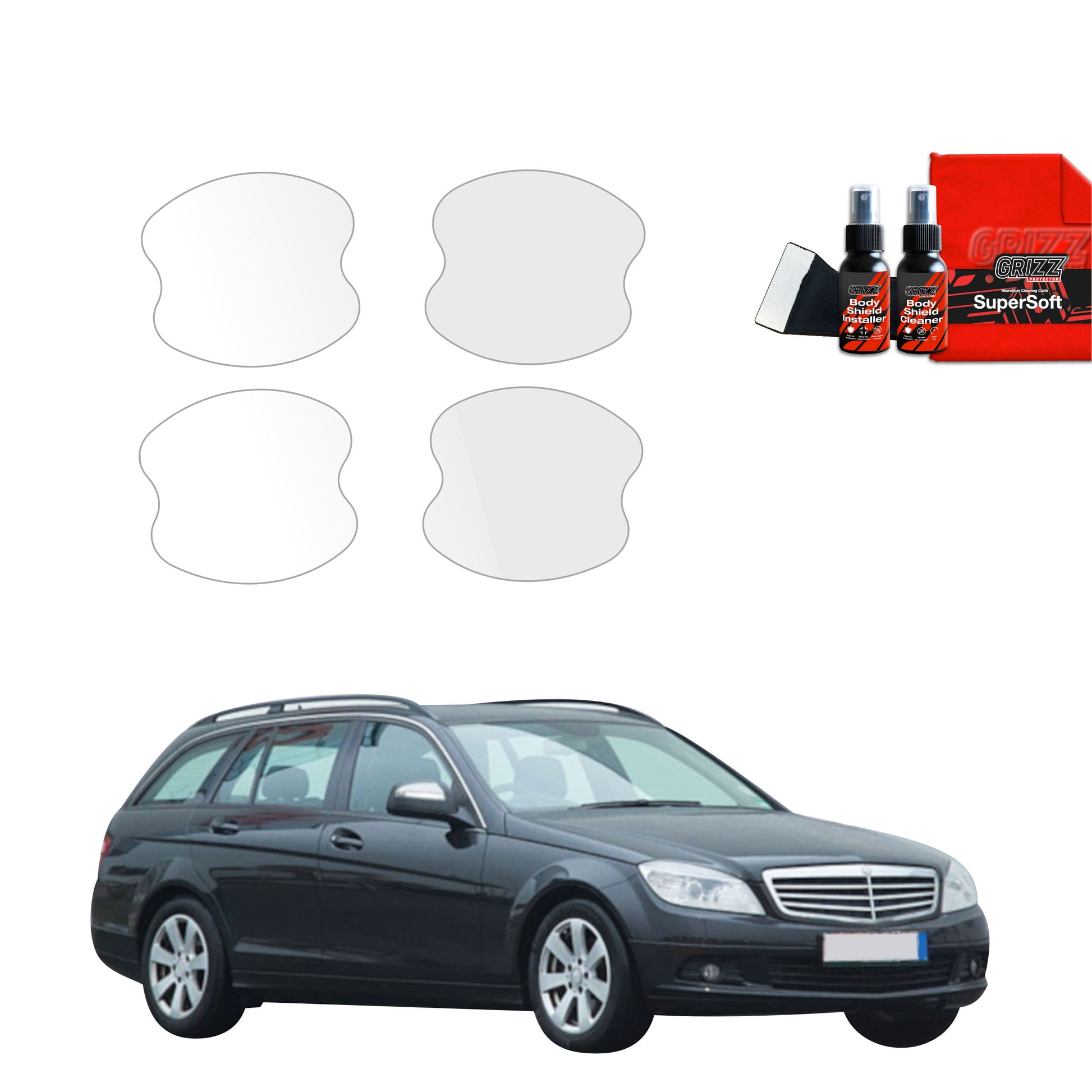 4in1 Protective film under door handles Mercedes Benz C Class S204 Estate (2007-2011)