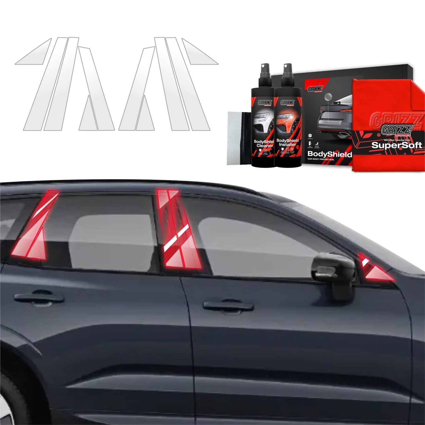 10in1 Protective film for pillars for Volvo XC60 2 (2022-2025)