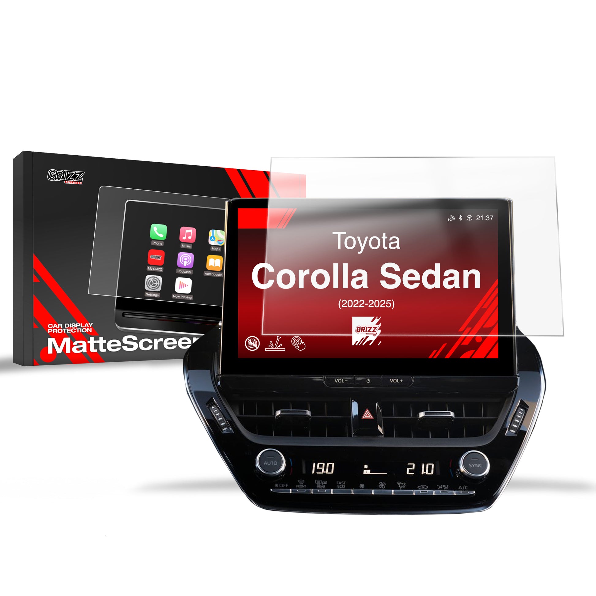 Ekrano plėvelė nuo pirštų atspaudų Toyota Corolla Sedan 10,5" (2022-2025) Matine Grizz