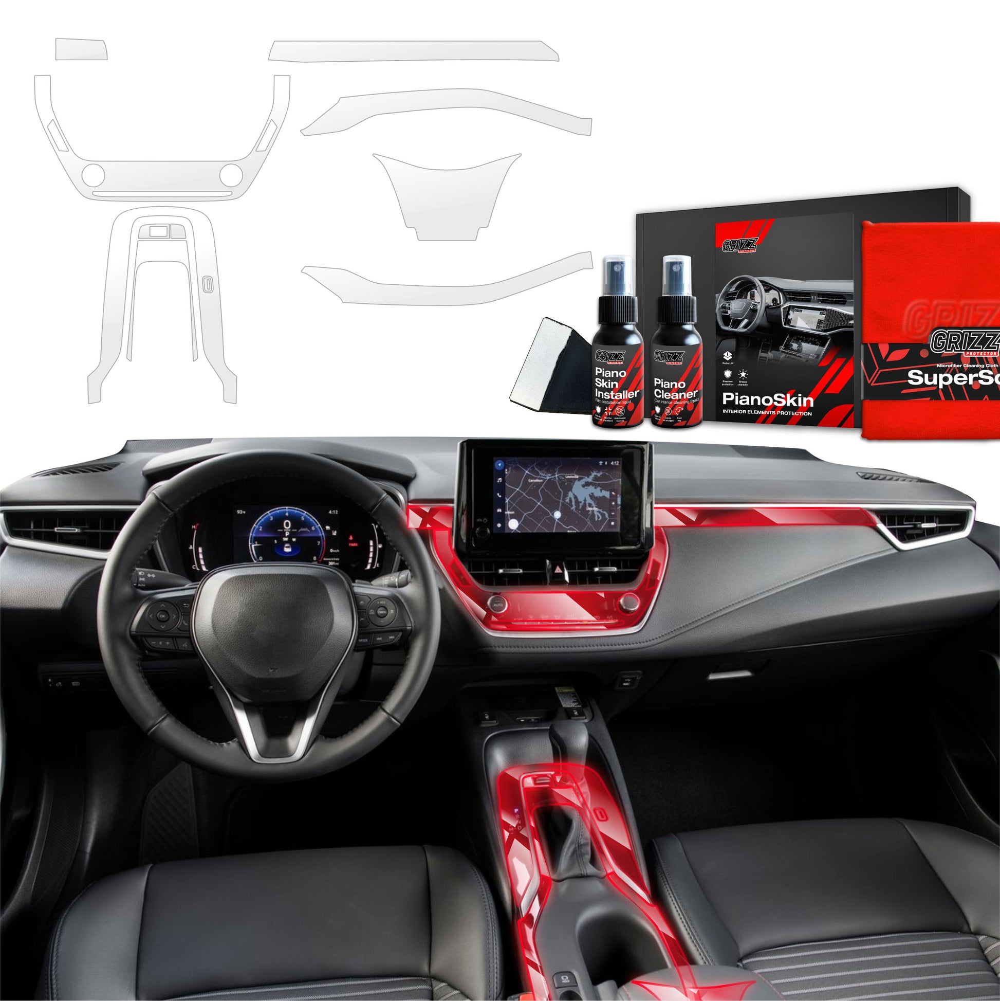 7w1 Grizz protective interior film Toyota Corolla Cross Drive Mode (2019-2025) Bezbarwna PianoSkin